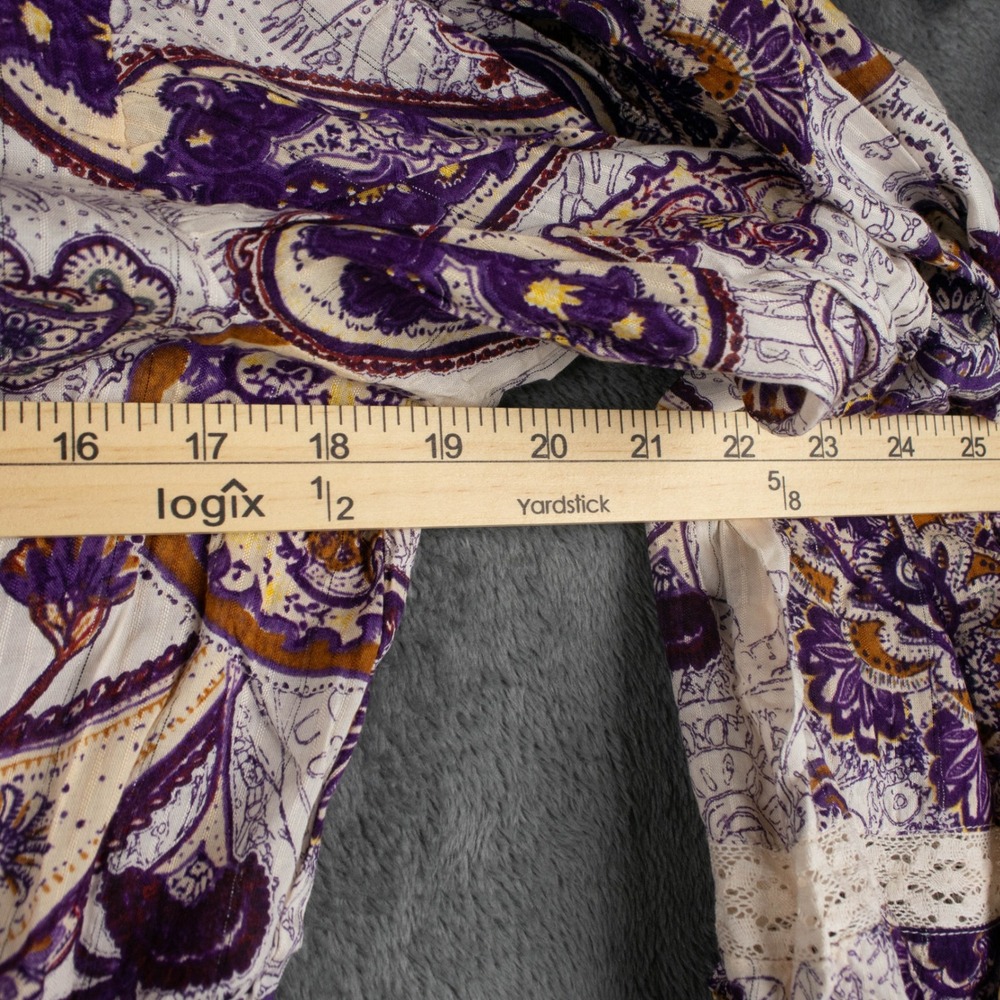 Band of the Free Womens M Purple Paisley Boho Cropped Top Crochet Lace Coquette - Picture 6 of 7